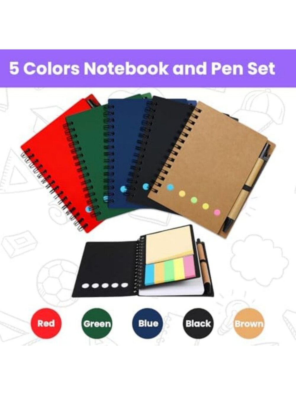 30 Set Pocket Notebooks with Pens & Sticky Notes - Mini Bulk Notepads for School - Picture 4 of 7